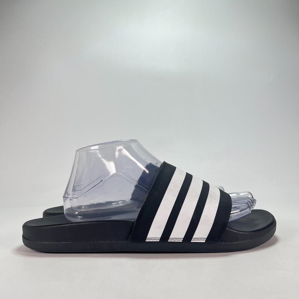 adidas Adilette Shower Black White Three Stripes Slides Sandals JS4313 Mens Sz 8